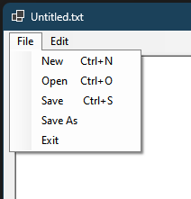 Screenshot of CSharp Menu in Text Editor