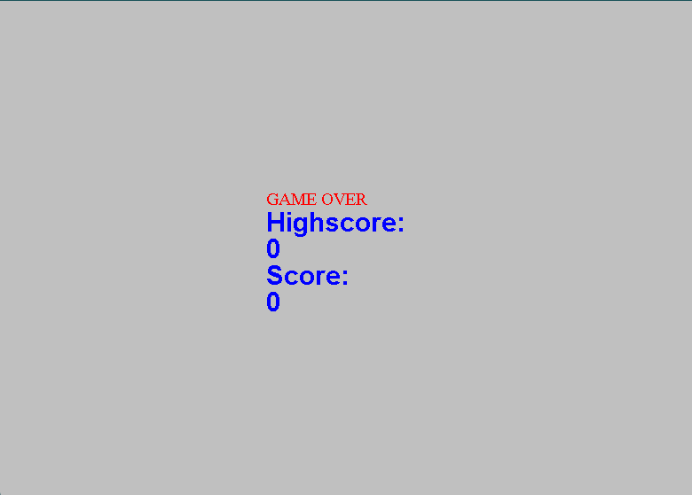 Screenshot of Gameover screen